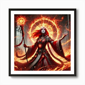 Priestess Kaida Crimson Flame 1 Art Print