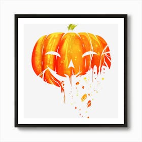 Jack O Lantern Carved Pumpkin Falling Into Pieces Halloween Art Print