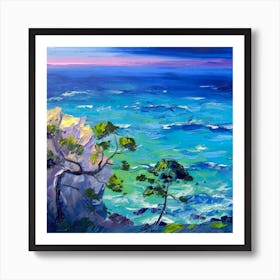 Turquoise sea and rocks Art Print