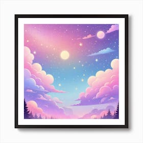 Sky With Twinkling Stars In Pastel Colors Square Composition 268 Art Print