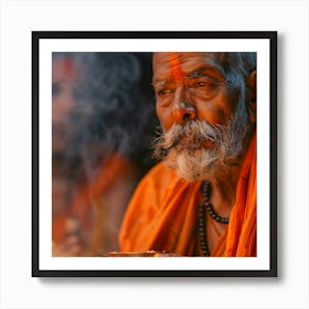 Buddhist Monk In A Temple Póster