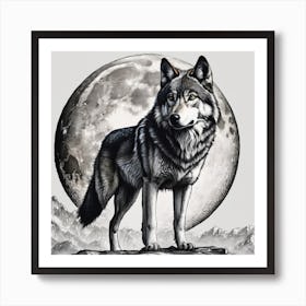 Wolf In The Moonlight Art Print