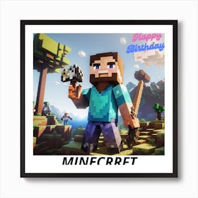 Happy Birthday Minecraft Art Print