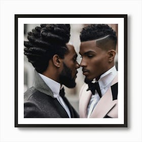 Two Black Men Kissing Art Print