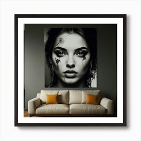 Black And White Portrait Of A Woman 1 Art Print