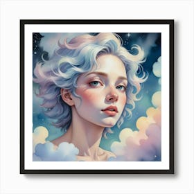 Girl In The Clouds Art Print