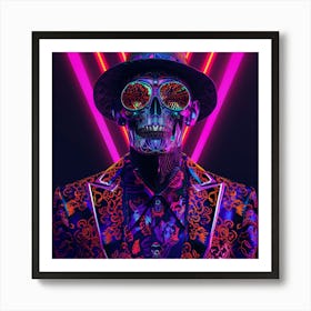 Neon Skull 1 Art Print