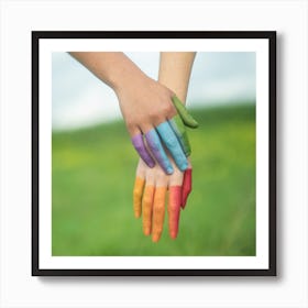 Rainbow Painted Hands Art Print