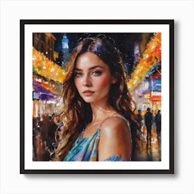 Bold women amidst lights. Art Print