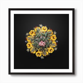 Vintage Azalea Flower Wreath on Wrought Iron Black n.2710 Art Print