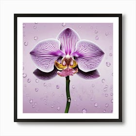 Orchid Flower With Water Droplets Art Print