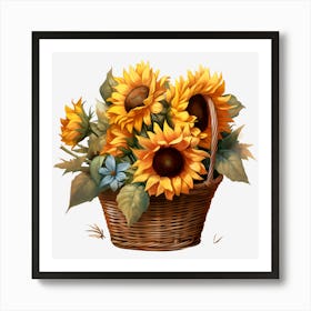 Sunflowers In A Basket Art Print