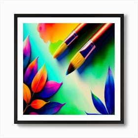 Colorful Brushes,A colorful painting with a brush on it Art Print