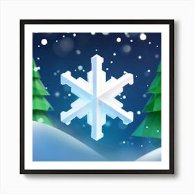 Close Up Of A Unique Snowflake Icon Hexagonal Crystals Interlocking On A Christmas Symbol Backdrop (1) Art Print