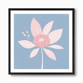 A White And Pink Flower In Minimalist Style Square Composition 33 Art Print