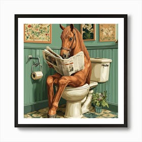 Horse Reading Newspaper 7 Art Print