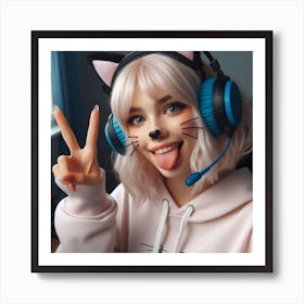 Cat Girl Art Print