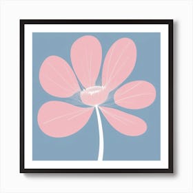 A White And Pink Flower In Minimalist Style Square Composition 170 Art Print