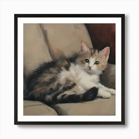 Cat On A Couch 1 Art Print