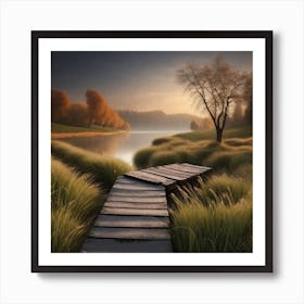 Bridge Over A Lake Art Print