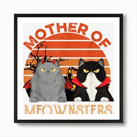 Funny Mother Of Meownsters Halloween Apparel Art Print