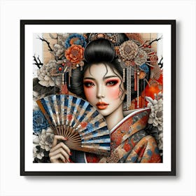 Asian Woman Traditional Attire Ancient Poster