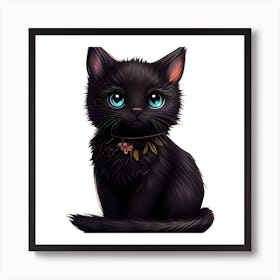 Cute Black Cat Art Print