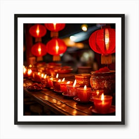 Lanterns Red Fireworks Dragon Festival Reunion Prosperity Joy Luck Fortune Blessings Fami (7) Art Print