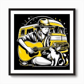 Rv Girl Playing Guitar Art Print