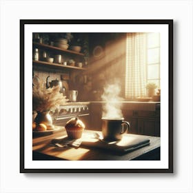 Kitchen With A Cup Of Coffee Art Print