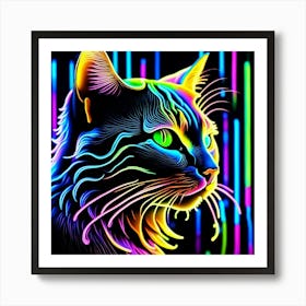 Neon Cat Art Print