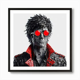 Man With Red Glasses Art Print