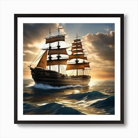 Sailing Ship In The Ocean 4 Art Print