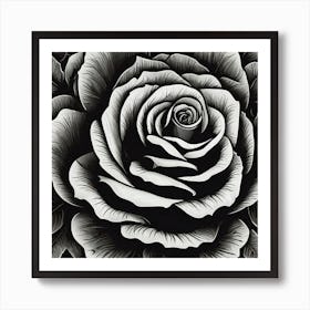 Black And White Rose Art Print