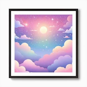 Sky With Twinkling Stars In Pastel Colors Square Composition 45 Art Print