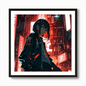 Anime Girl With Gun Art Print