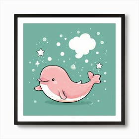 Cute Pink Whale 1 Art Print