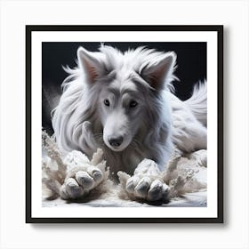 White Dog In Sand Art Print