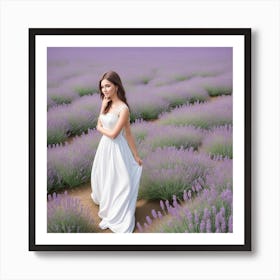 Absolute Reality V16 Beautiful Woman In White Dress In A Lavan 2 Art Print