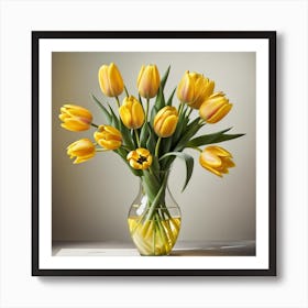 Yellow Tulips In A Vase Art Print