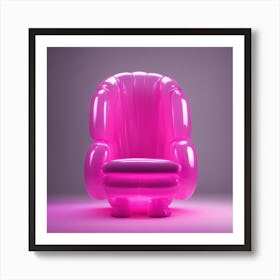 Furniture Design, Tall Armchair, Inflatable, Fluorescent Viva Magenta Inside, Transparent, Concept P (2) Poster