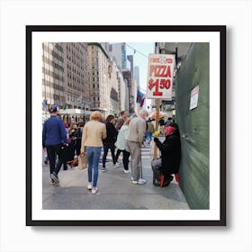 Homeless Man Selling Pizza Art Print