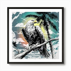 Eagle On A Branch Art Print