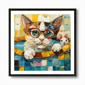 Cat With Glasses Art Print