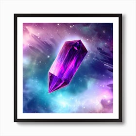 Purple Crystal In Space Art Print