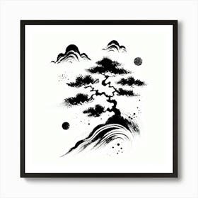 Chinese Ink Painting Bonsai Tree 1 Art Print