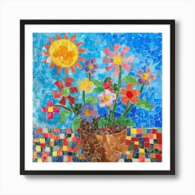 Mosaic Flower Pot Art Print