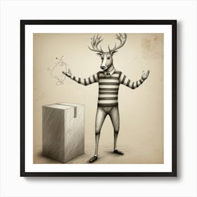 Deer In A Box Art Print