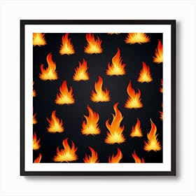 Fire Flames On Black Background 2 Art Print