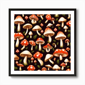Mushroom Seamless Pattern 3 Art Print